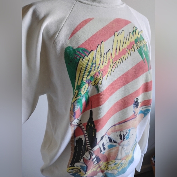 Miller Music 20th Anniversary Pier 84 Concert Vintage 1980's Sweatshirt Size Med - Picture 4 of 16